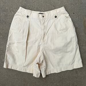 Vintage 90s Liz Sport Pleated High Rise Chinos Mom Shorts Buttercream Yellow 12
